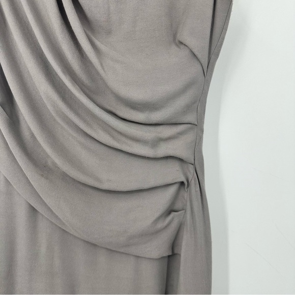 Helmut Draped Silk Gray Sleeveless Scoop Neck Midi Length Dress Size 0 - Picture 2 of 8